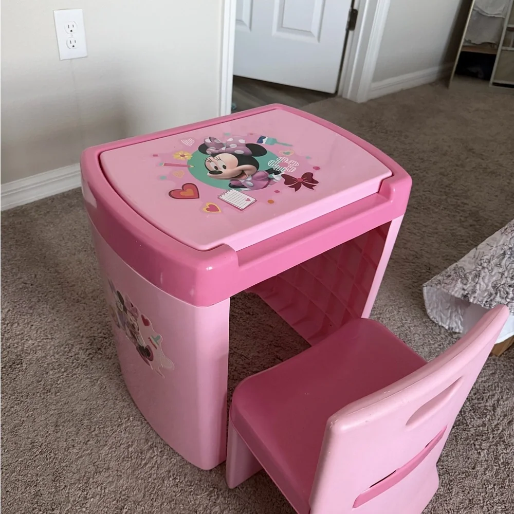 Pink Minnie Mouse Kids Storage Stool with Drawer